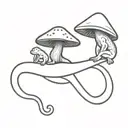 magic mushroom, stoned ape theory, tribal, balance, scales, australia tattoo design idea