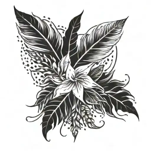 Christmas cactus intertwined with eagle feathers forming a heart shape, with the person's name written in cursive within the design tattoo design idea