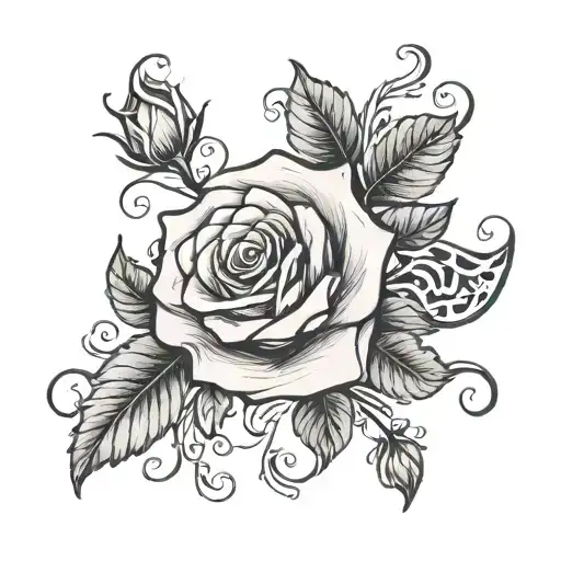rose and semicolon   tattoo design idea