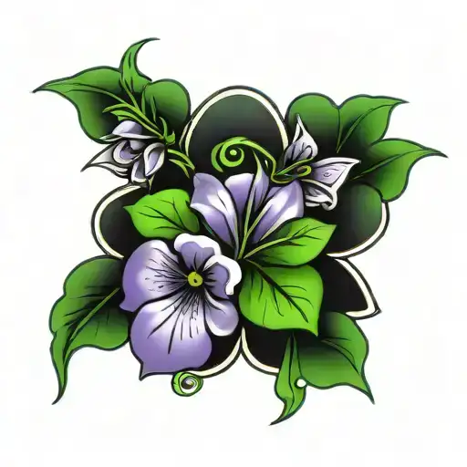 memorial tattoo design featuring the color purple and green. st patricks day. mimi tattoo design idea