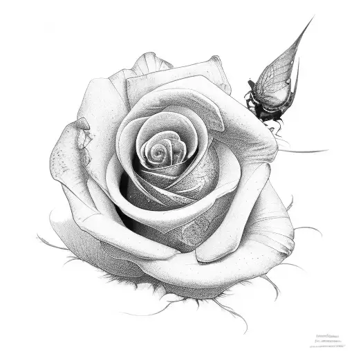 two roses, a blue wren, and a beetle tattoo design idea