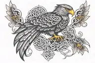 celtic hawk soaring tattoo design idea