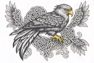 celtic hawk perched tattoo design idea