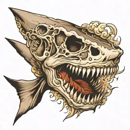 shark skUll tattoo design idea