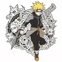 anime full sleeve tattoo design featuring Naruto, black clover, my hero academia, tower of god, god of highschool tattoo design idea