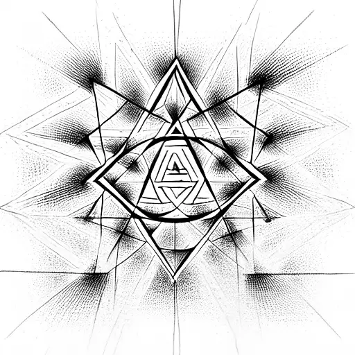 sacred geometry golden ratio with sauwastika tattoo design idea
