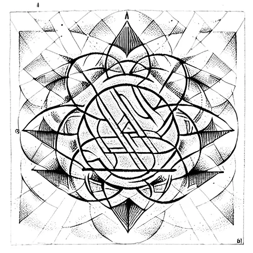 sacred geometry golden ratio with Swastika tattoo design idea