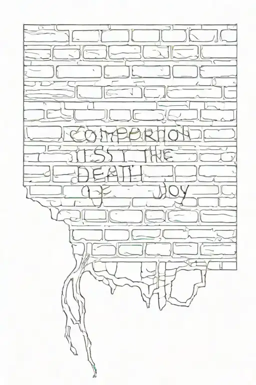 "comparison is the death of joy" written in brick wall tattoo design idea
