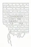 "comparison is the death of joy" written in brick wall tattoo design idea