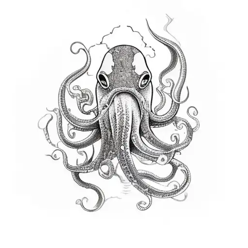 killing squid under the sea tattoo design idea