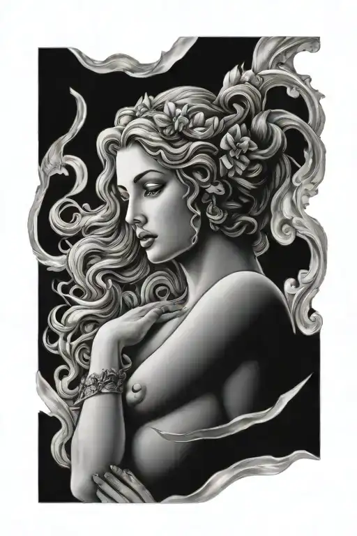 Aphrodite Goddes of Love tattoo design idea
