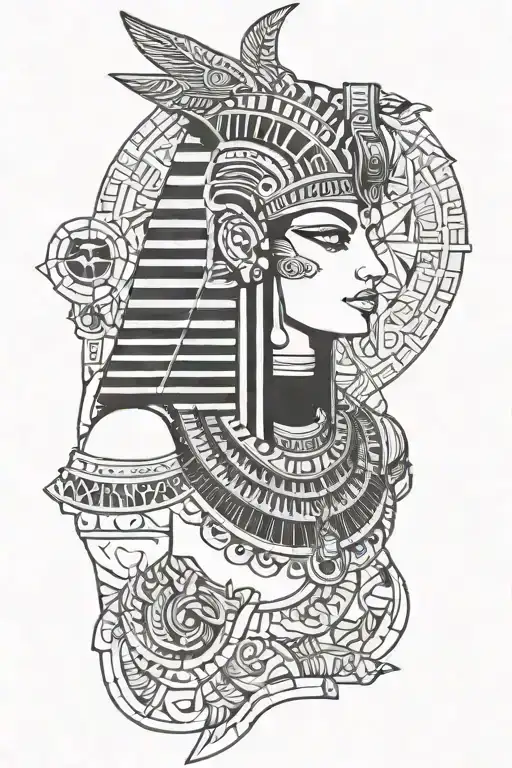 Twice Sana Cleopatra egyptian  goddess tattoo design idea