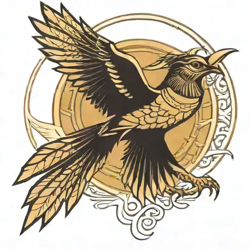 Egyptian Greek and birds flying tattoo design idea