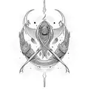 yin yang sword fish tattoo design idea