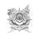 yin yang sword fish tattoo design idea