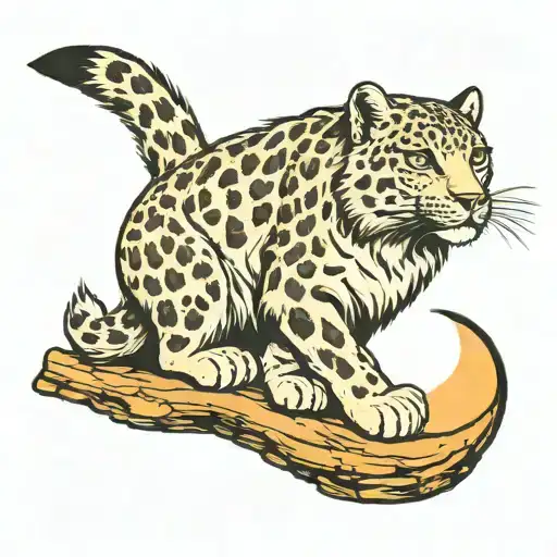 Snow Leopard and moon tattoo design idea