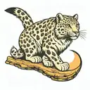 Snow Leopard and moon tattoo design idea