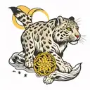 Snow Leopard and moon tattoo design idea