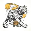 Snow Leopard and moon tattoo design idea