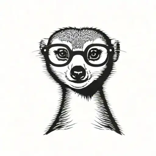  full body meerkat with glasses drawed in simple lines tattoo design idea
