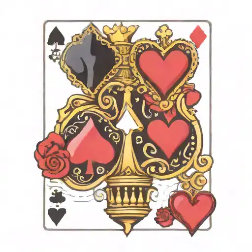 matching puzzle pieces king spades queen hearts playing card tattoo design idea