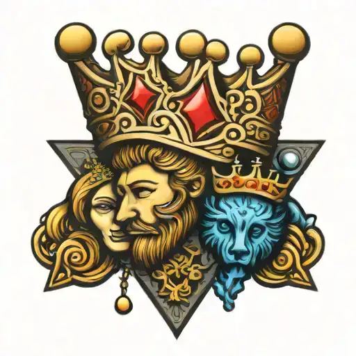 matching puzzle pieces king and queen crown tattoo design idea