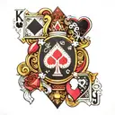 matching puzzle pieces king spades queen hearts playing card tattoo design idea