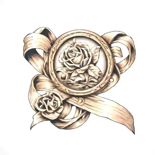 Ribbon inside Penny tattoo design idea