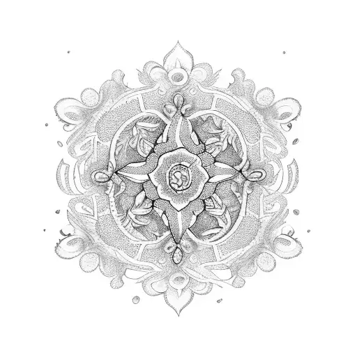 Jade stone with intricate floral patterns tattoo design idea