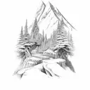 Mountain Scene tattoo design idea