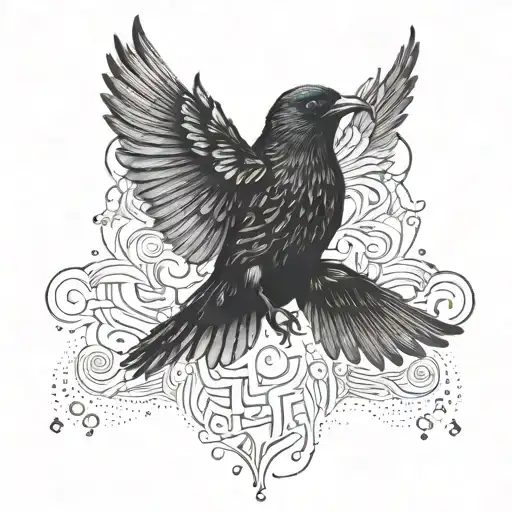 Blackbird rising from the ashes with wings spread  tattoo design idea