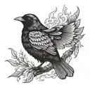 Blackbird rising from fire tattoo design idea