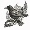 Blackbird rising from fire tattoo design idea