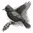 Blackbird rising from ashes tattoo design idea