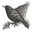 Blackbird rising from ashes tattoo design idea