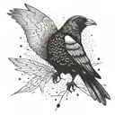 Blackbird rising from the ashes with wings spread  tattoo design idea