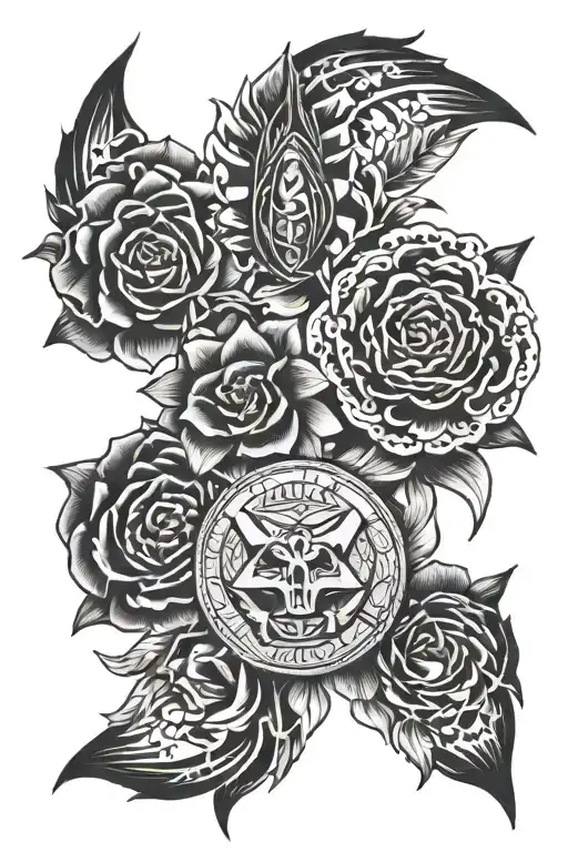 unc triple and uzis tattoo design idea