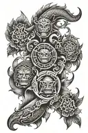 unc triple and uzis tattoo design idea
