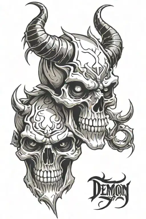 demon skull tattoo design idea