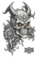 demon skull tattoo design idea