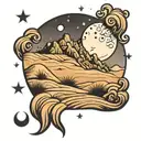sand dune and moon   tattoo design idea