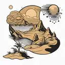sand dune and moon   tattoo design idea