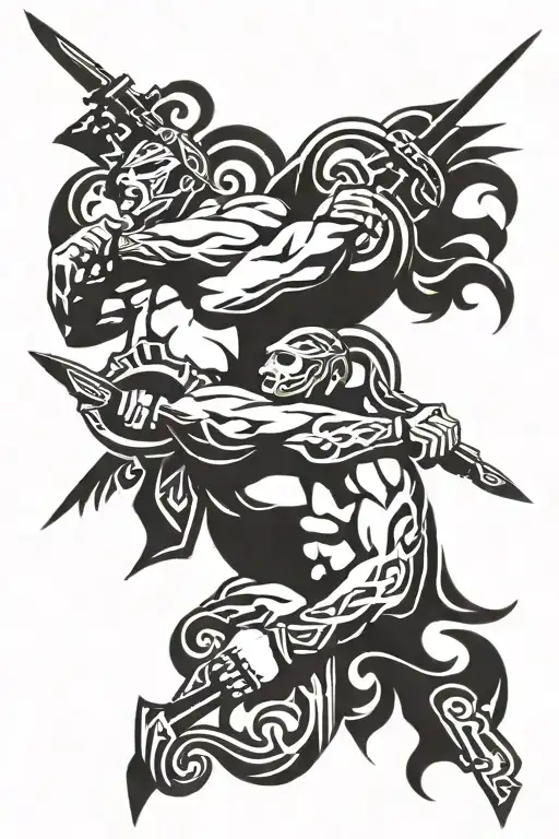 national fighters engaged tattoo design idea