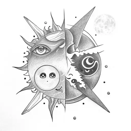 Sun and Moon tattoo design idea