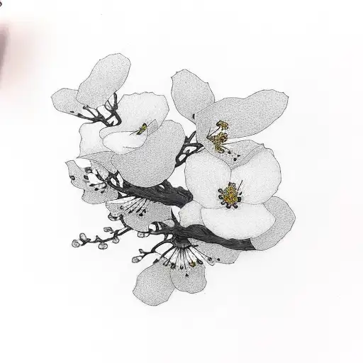 the name KaiAnne with japanese cherry blossoms  tattoo design idea