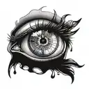 crying blue eye clock face tattoo design idea