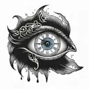 crying blue eye clock face tattoo design idea