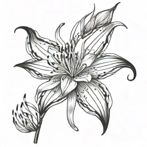 spider lily flower tattoo design idea