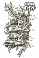 route 66 road trip in a class C motorhome RV tattoo design idea