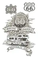 route 66 road trip in a class C motorhome RV tattoo design idea